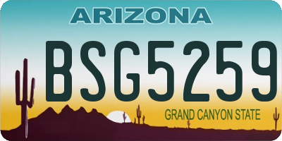 AZ license plate BSG5259