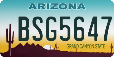 AZ license plate BSG5647