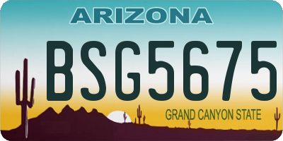 AZ license plate BSG5675