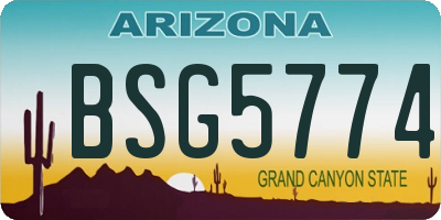 AZ license plate BSG5774