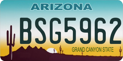 AZ license plate BSG5962
