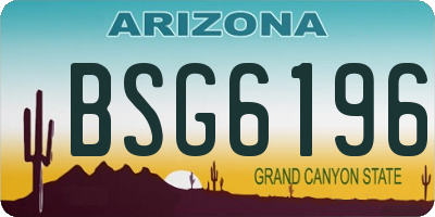 AZ license plate BSG6196