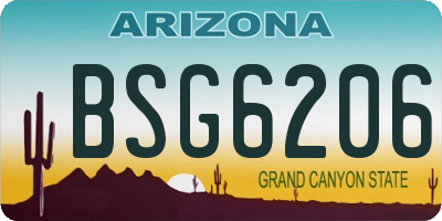 AZ license plate BSG6206