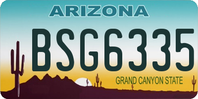 AZ license plate BSG6335