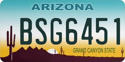 AZ license plate BSG6451