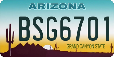 AZ license plate BSG6701