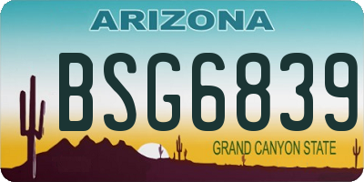 AZ license plate BSG6839
