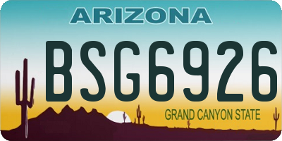 AZ license plate BSG6926