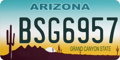 AZ license plate BSG6957