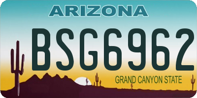 AZ license plate BSG6962