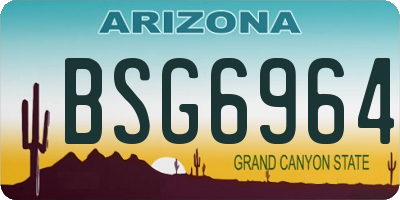 AZ license plate BSG6964