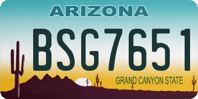 AZ license plate BSG7651