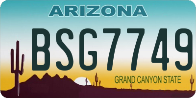 AZ license plate BSG7749