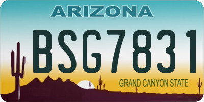 AZ license plate BSG7831