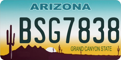 AZ license plate BSG7838