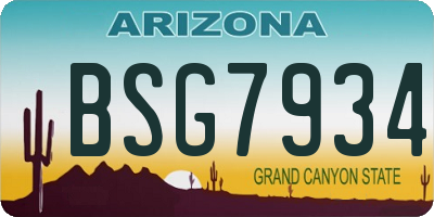AZ license plate BSG7934