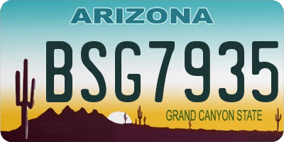 AZ license plate BSG7935