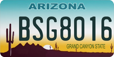 AZ license plate BSG8016