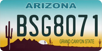 AZ license plate BSG8071