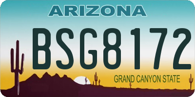 AZ license plate BSG8172