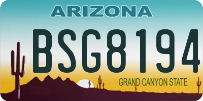 AZ license plate BSG8194
