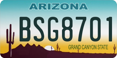 AZ license plate BSG8701