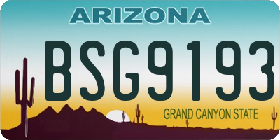 AZ license plate BSG9193