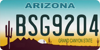 AZ license plate BSG9204