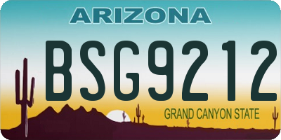 AZ license plate BSG9212