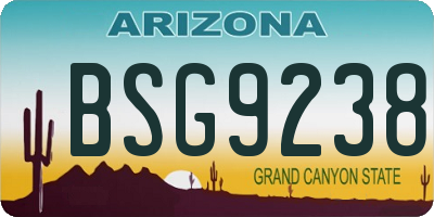 AZ license plate BSG9238