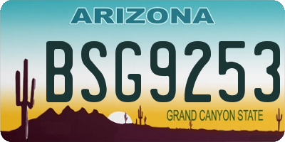 AZ license plate BSG9253