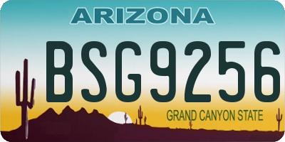 AZ license plate BSG9256