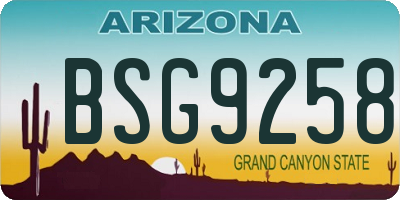 AZ license plate BSG9258