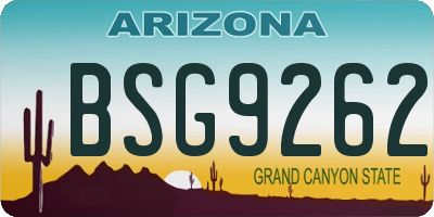 AZ license plate BSG9262