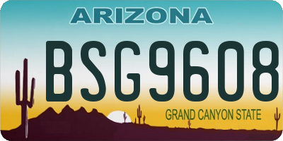AZ license plate BSG9608