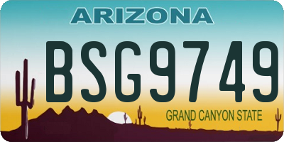 AZ license plate BSG9749