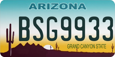 AZ license plate BSG9933