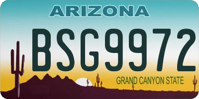 AZ license plate BSG9972