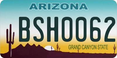 AZ license plate BSH0062