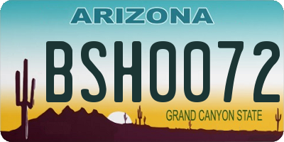 AZ license plate BSH0072