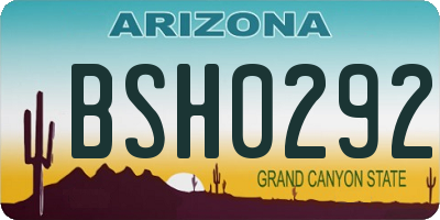 AZ license plate BSH0292