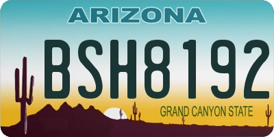 AZ license plate BSH8192