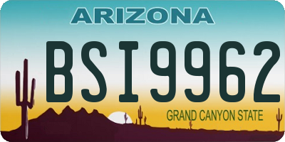 AZ license plate BSI9962