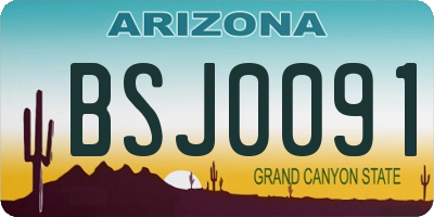 AZ license plate BSJ0091