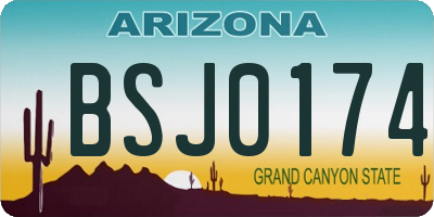 AZ license plate BSJ0174