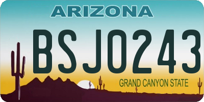 AZ license plate BSJ0243