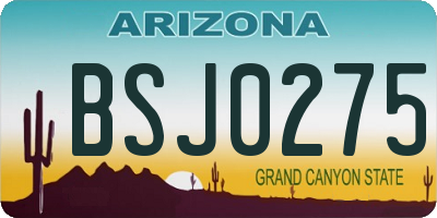 AZ license plate BSJ0275