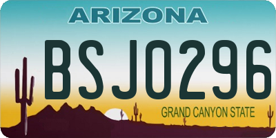 AZ license plate BSJ0296