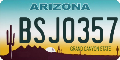 AZ license plate BSJ0357
