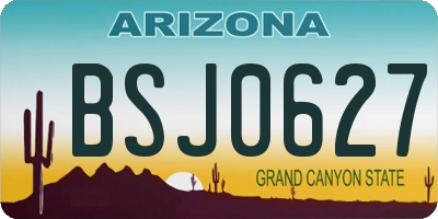 AZ license plate BSJ0627